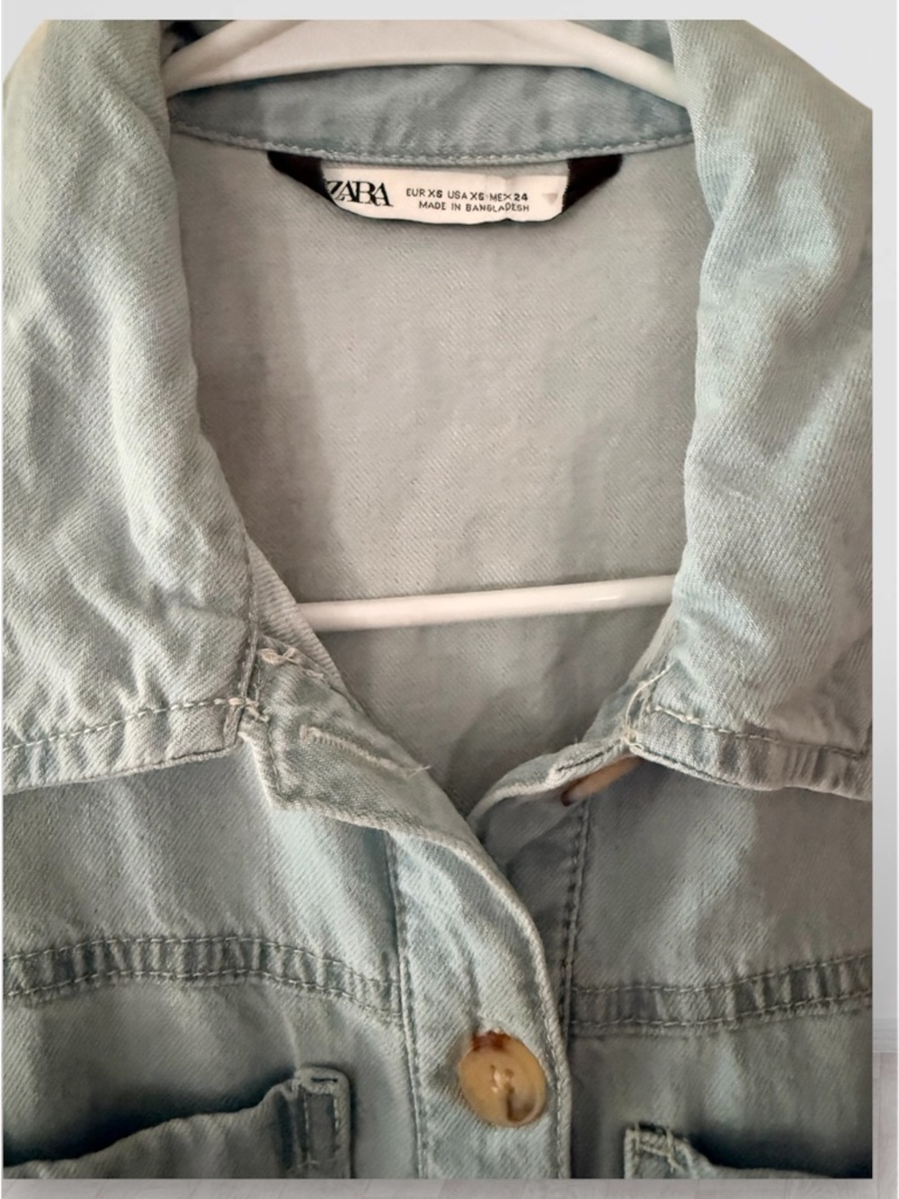 ZARA Light Wash Denim Romper - Size XS - Picture 5 of 8